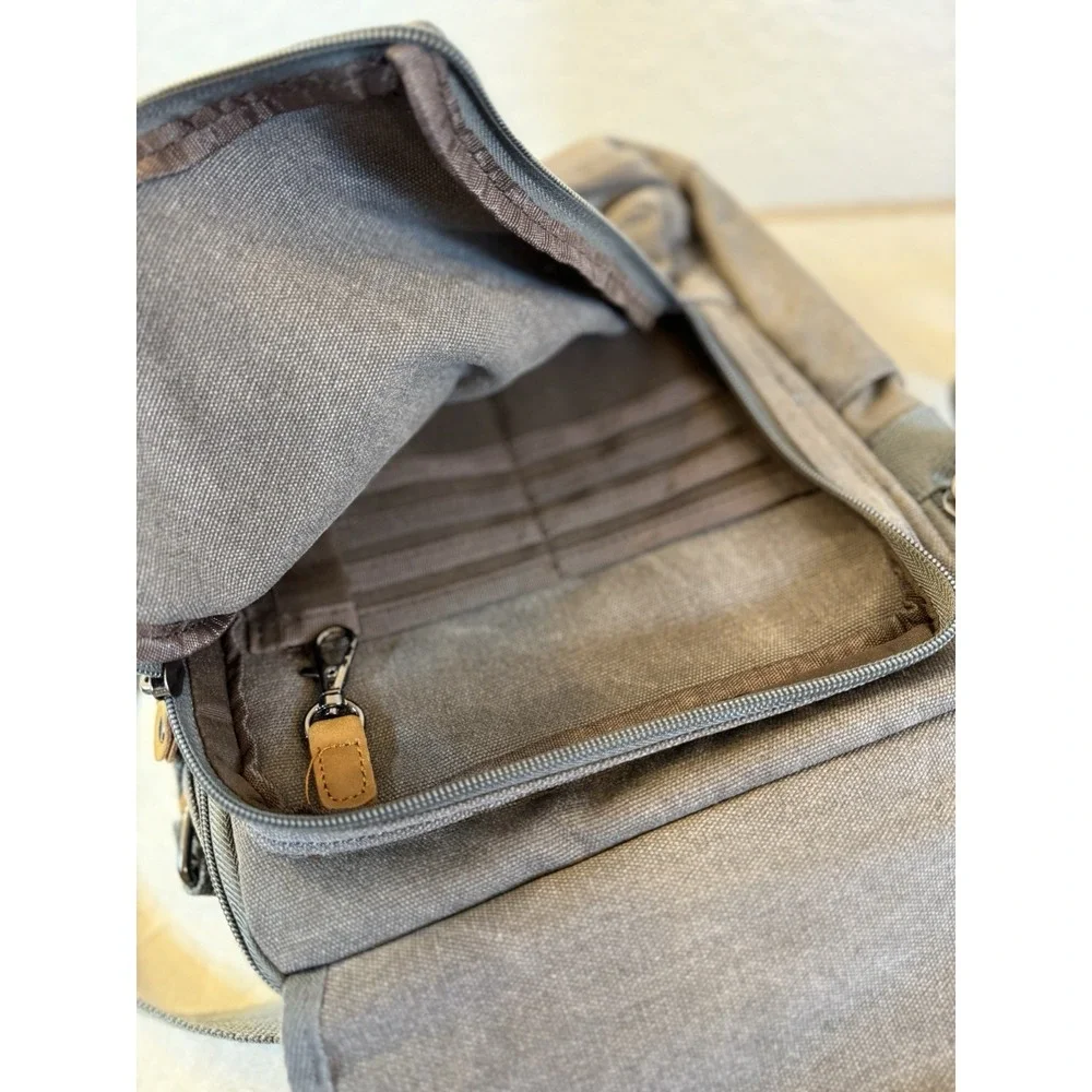PLAMBAG Messenger Bag Travel Satchel Gray Canvas Shoulder Crossbody.‎ Unisex.